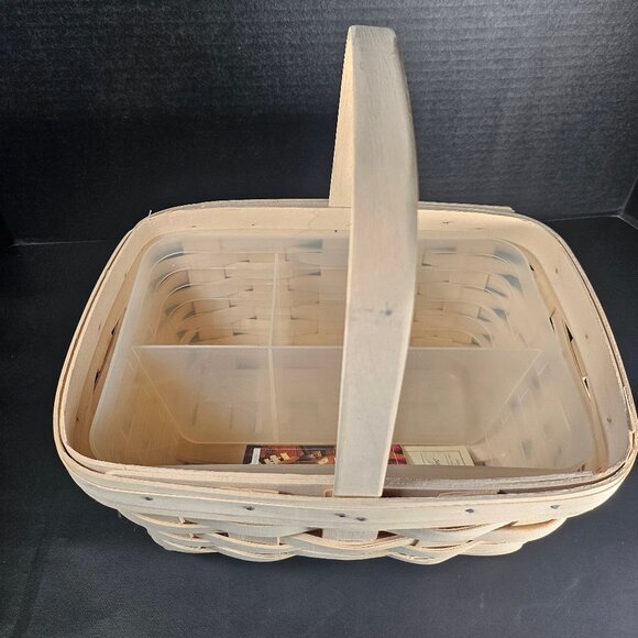 Longaberger, 2001 Spring Basket White Wash Protector and Divided Utensil Caddy - Picture 1 of 10